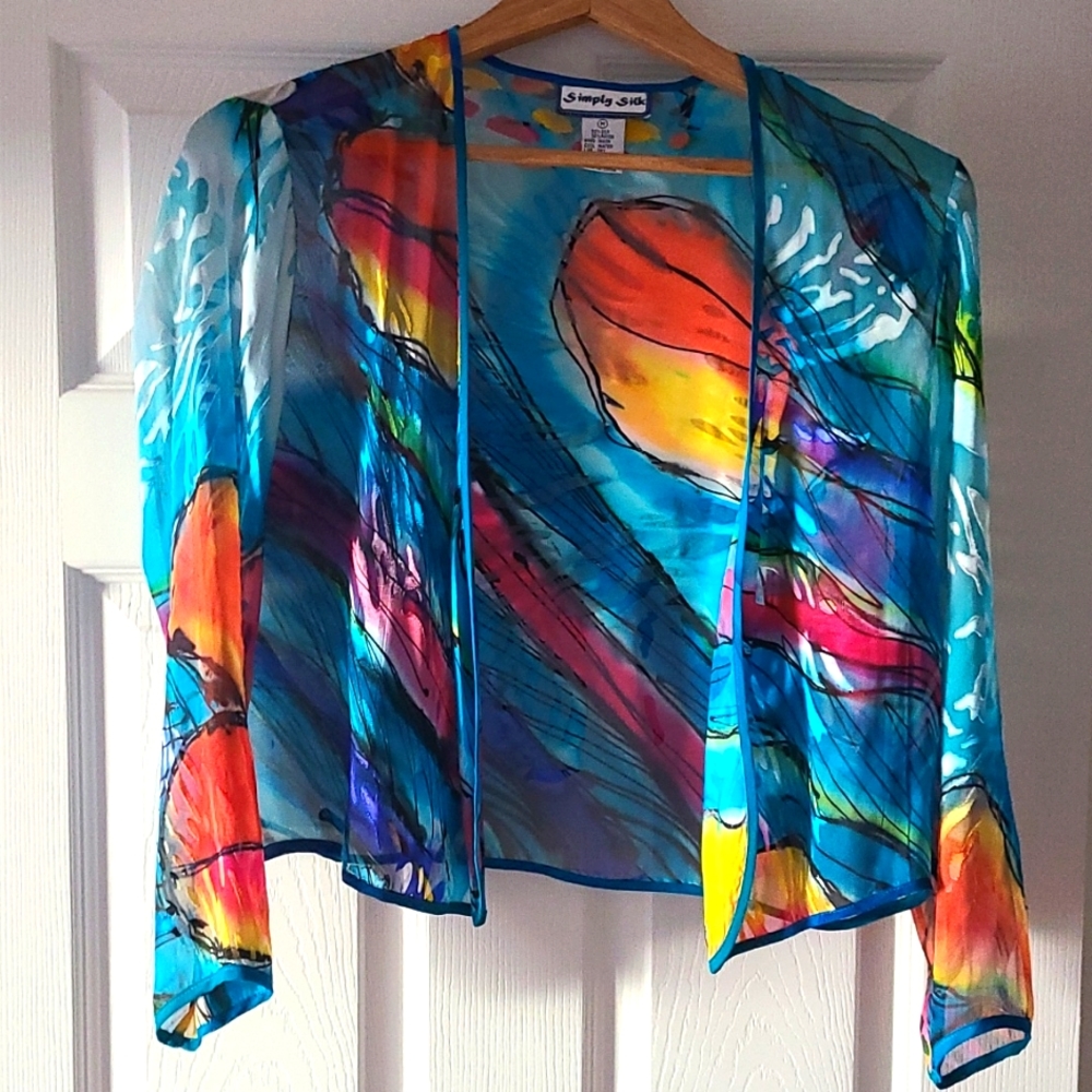 Womens silk open front top